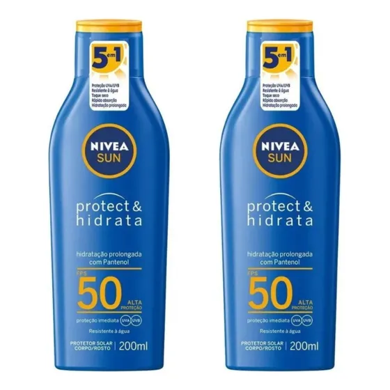 Protetor Solar Nivea Sun Fps50 200ml Corporal Pantenol C/2