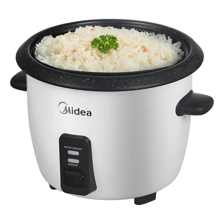 Panela De Arroz Elétrica Midea 7 Xícaras Cozimento Á Vapor Com Tampa De Vidro Branco 127v 60hz
