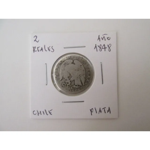 Gran Moneda Chile 2 Reales Rompiendo Cadenas Plata Año 1848