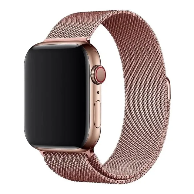 Pulsera milanesa con forma de lazo compatible con Apple Watch 42 44 mm, color rosa