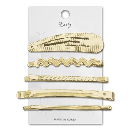 Set Clip Y Horquillas Metálicas Para Cabello X 5u Dorado
