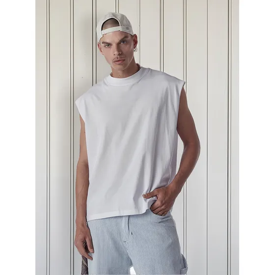 Musculosa Blanca Hombre Boxy Fit Cut Midway