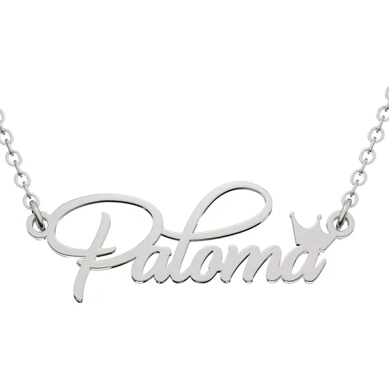 Collar Y Dije Nombre Personalizado Con Corazón De Plata.925