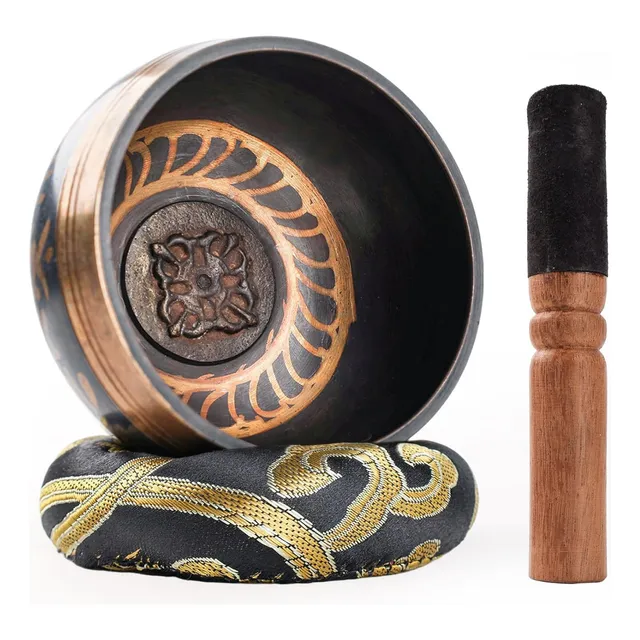 Cuenco Tibetano Con Mazo Y Cojín Para Meditación