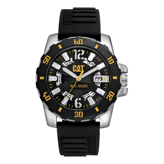 Reloj Caterpillar Hombre Steel Barricade Ar.141.21.137 Malla Negro Bisel Plateado Fondo Negro