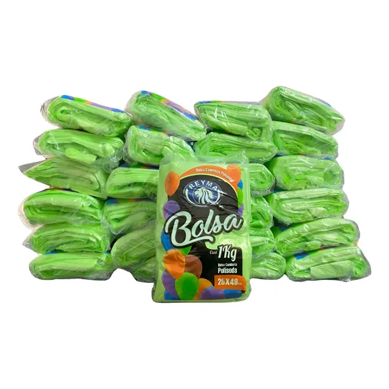 Bolsa De Plástico Poliseda Camiseta Reyma 25 Kg Color Verde 2. Chica 25x40