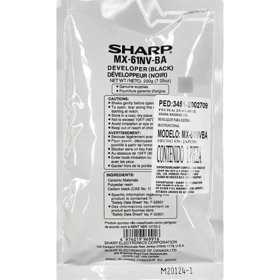 Revelador Sharp Mx-61 Nvba Negro Mx-3550 Mx-4070 Mx-5050