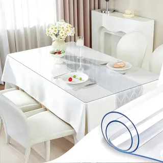Mantel Protector De Mesa Pvc Transparente Rectángulo 90x150cm, Resistente Al Agua Y Al Aceite Cubierta Protector Para... Transparent