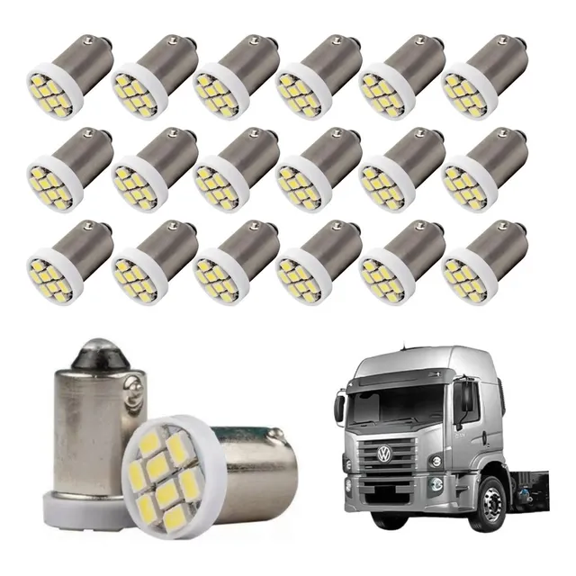 Kit 20 Lampada Ba9s 8 Led 24v Caminhao Branca T4w 69 Atacado