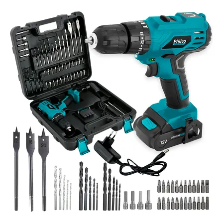 Parafusadeira Furadeira C/impacto Philco 12v Bivolt Ppf120mf Azul 127/220v 60hz