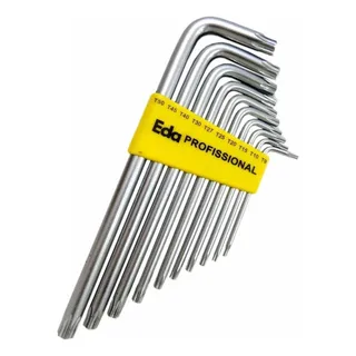 Kit Jogo Chave Torx Aço Tipo L Com 10 Peças T9 A T50 Kit Jogo Chave Torx Aço Tipo L Com 10 Peças T9 A T50