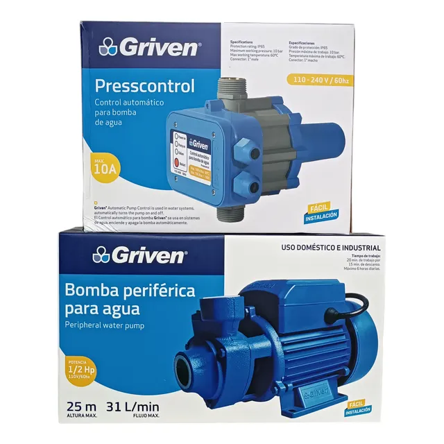 Combo Bomba Agua Periférica 1/2hp Y Press Control Aut Usa 