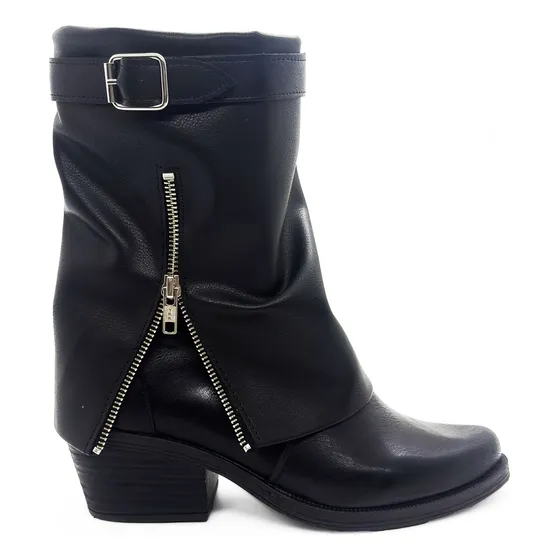 Botas Texanas Botineta Solapa Hebilla Cierre Taco 6 Cm Moda