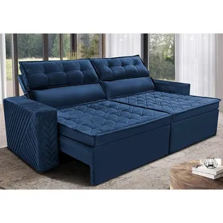 SofĂĄ RetrĂĄtil E ReclinĂĄvel 2,00m Cama Inbox Charm. Velusoft Cor Azul SofĂĄ RetrĂĄtil E ReclinĂĄvel 2,00m Cama Inbox Charm. Velusoft Cor Azul