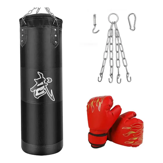Saco De Boxeo Profesional, Saco De Boxeo Vacio Pu Premium, Con Guantes Boxeo, Ganchos Y Cadena De Acero Inoxidable Para Arena De Lucha, Gimnasio, Entrenamiento En Casa | Cuotas sin interés