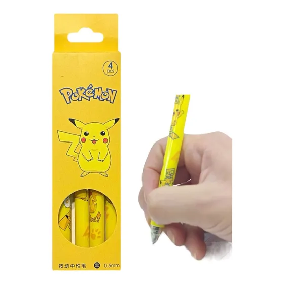 Pack 4 Lapices Tinta Pokémon Pikachu Para Estudiantes