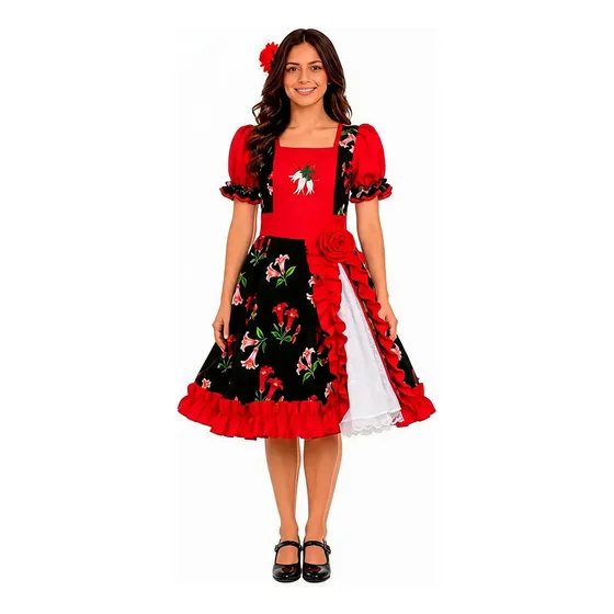 Vestido Chinita Huasa Copihue Fechas Patrias Cueca Chile