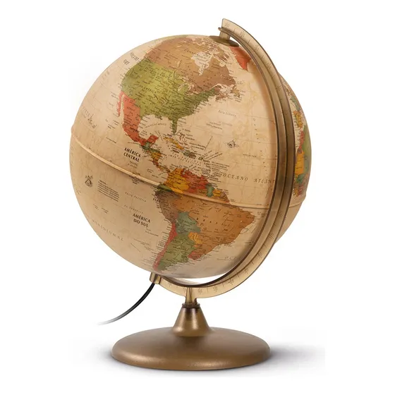 Globo Terrestre Vintage Discovery Led 30cm - Abajur Decorati