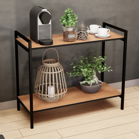 Buffet Aparador Pequeno Estilo Industrial Com 2 Prateleiras