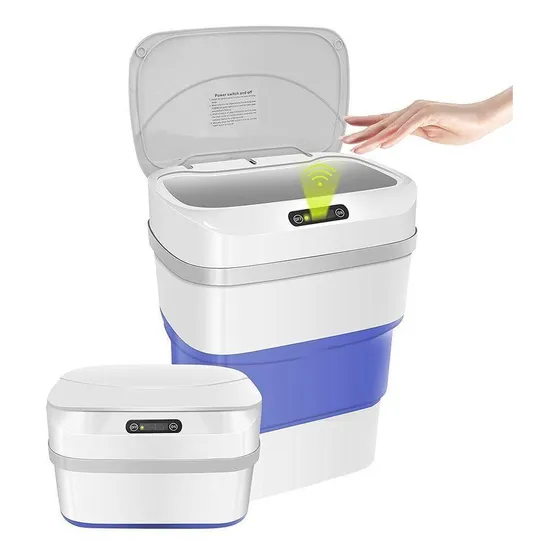 Lixeira Com Meio Retrátil E Sensor Automático 8 Litros Azul