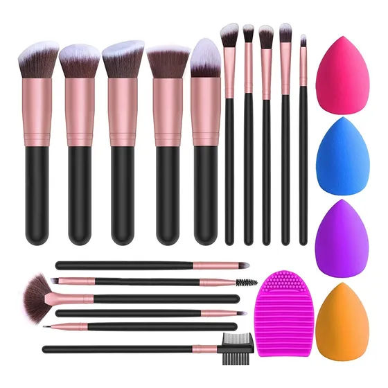 21pzs Brochas De Maquillaje Base Profesional Kit Con Esponja