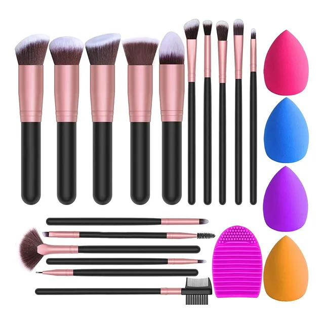 21pzs Brochas De Maquillaje Base Profesional Kit Con Esponja