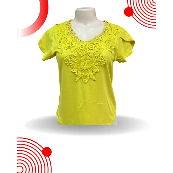 Blusa De Dama Unicolor Bordadas