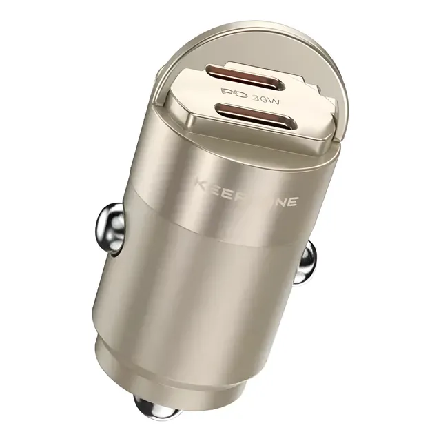 Cargador Carro Carga Rápida Doble Puerto Usb-c Aluminio 36w