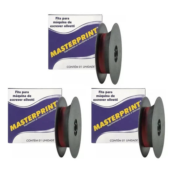 Kit 3 Fita Para Máquina De Escrever Pv Olivetti Masterprint