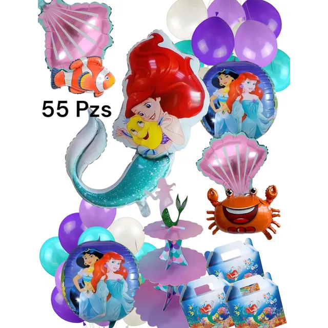 Globo Sirenita Ariel Bajo Mar Princesa Disney Combo Sirenas 