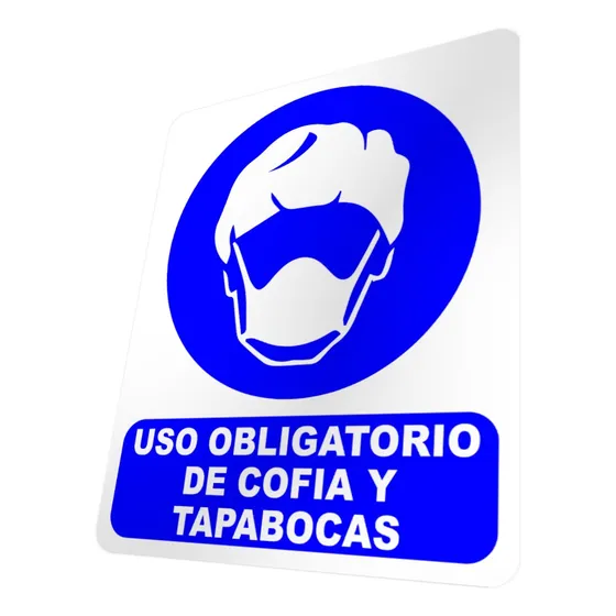 Letrero Uso Obligatorio De Cofia Y Tapabocas I. Alimenticia 