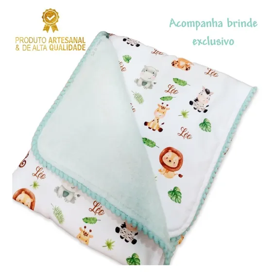 Manta Bebe Personalizada Com Nome Saida Maternidade + Brinde