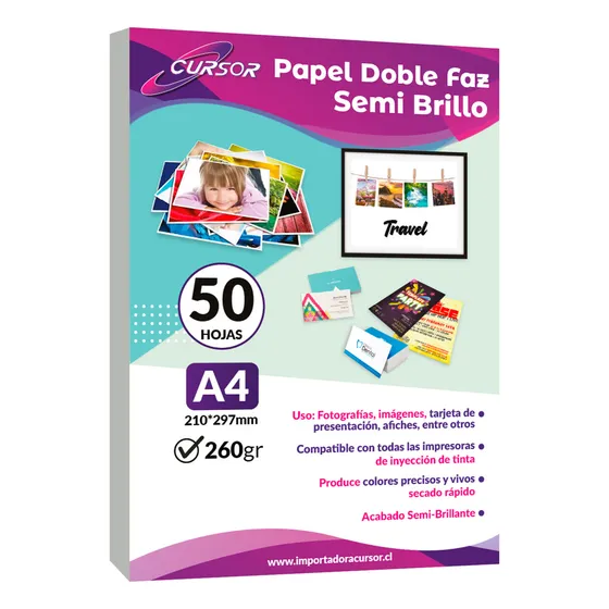 Papel Fotografico Doble Faz Semi-glossy A4/260gr/50 Hjs