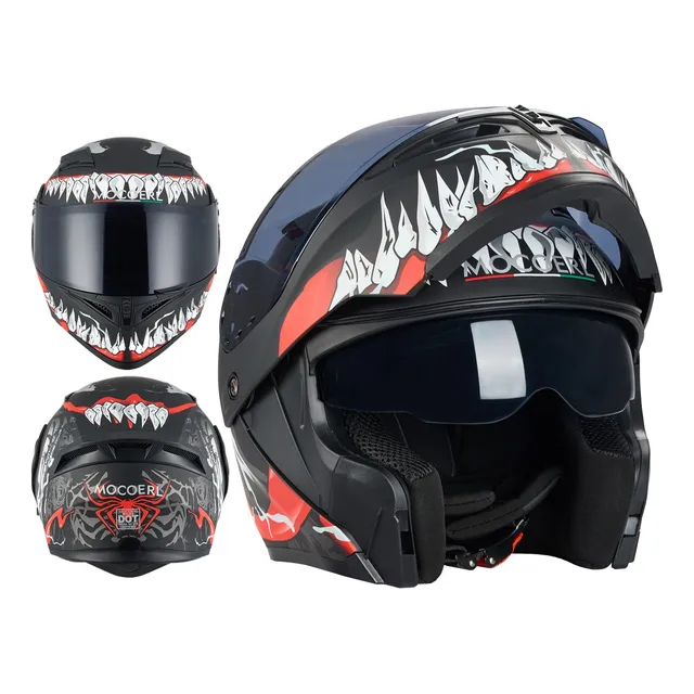 Casco Abatible Certificado Dot Para Moto Negro My-90 Mocoerl