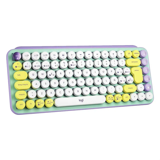 Teclado bluetooth Logitech QWERTY Logitech Brown español latinoamérica color daydream