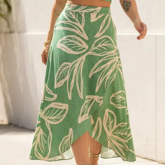Conjunto Feminino Saia Longa + Top Cropped Elegante