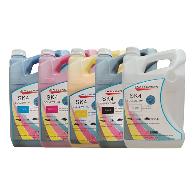 Kit Tinta Challenger Y Solvente Sk4 (35 Pl)  4piezas+flush
