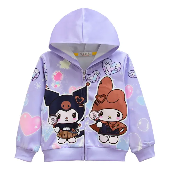 Sudaderas Con Capucha Y Cremallera Con Estampado Kuromi Para Niñas