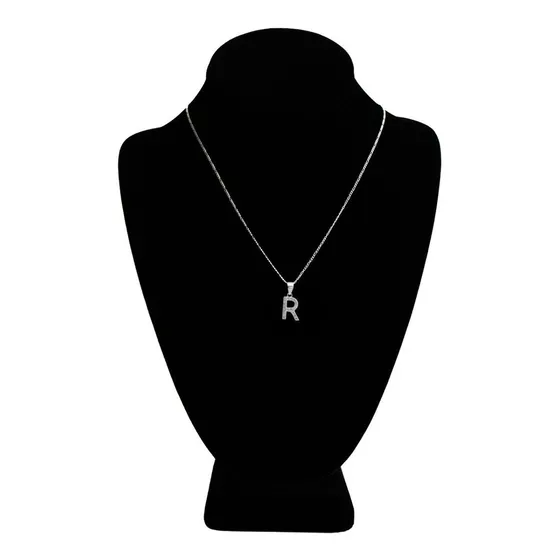 Collares Mujer Hombre Inicial Letras Plata Fina 925 + Cadena Color Plateado R