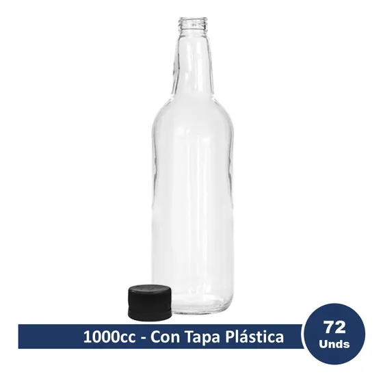 Botella De Vidrio Española 1000cc Con Tapa Plástica