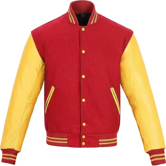 Chaqueta Varsity De Béisbol  Lana Y Cuero De Alta Calidad  S