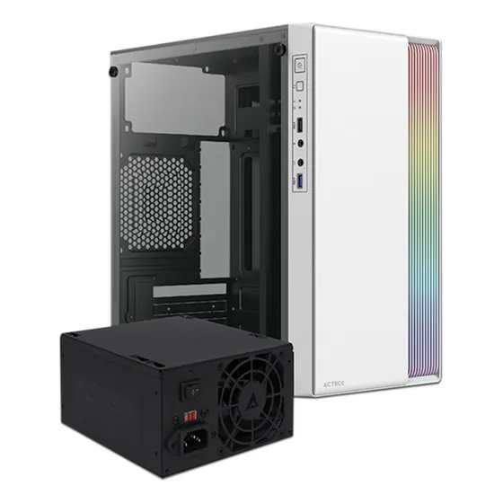 Gabinete Acteck Fusion Ii Gi440 Fuente 500w Mini Torre Blanc Color Blanco