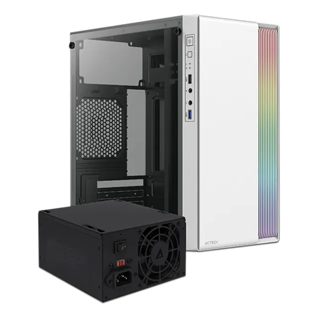 Gabinete Acteck Fusion Ii Gi440 Fuente 500w Mini Torre Blanc Color Blanco