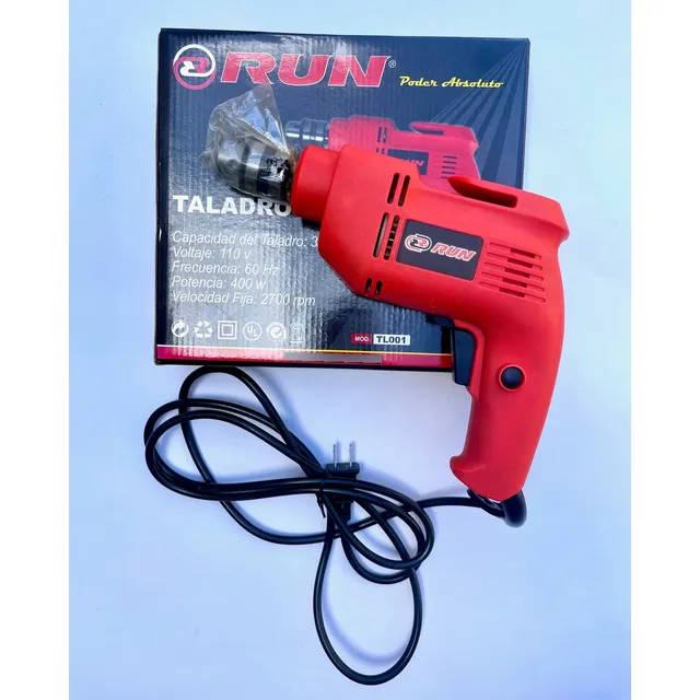 Taladro De 3/8  V.fija  Rev.  400w  Run Tl001