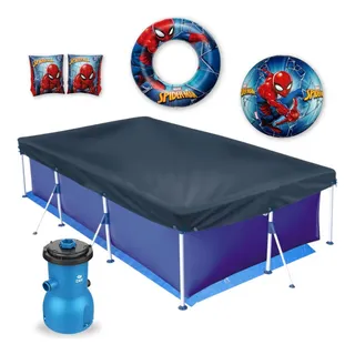Kit Piscina 3700 L Capa Forro Mor + Bomba 110v + Boias E Bol Kit Piscina 3700 L Capa Forro Mor + Bomba 110v + Boias E Bol