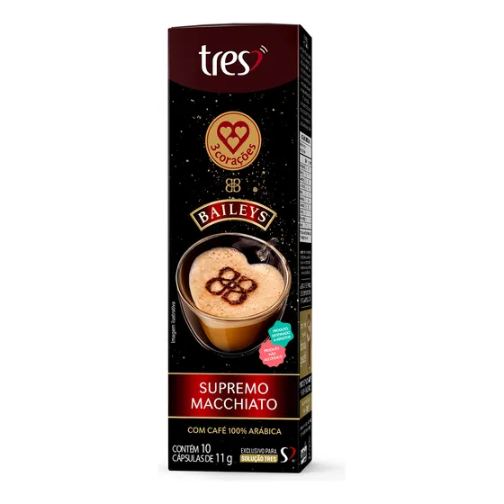 Cápsula Baileys Supremo Macchiato TRES 3 Corações 10 unid