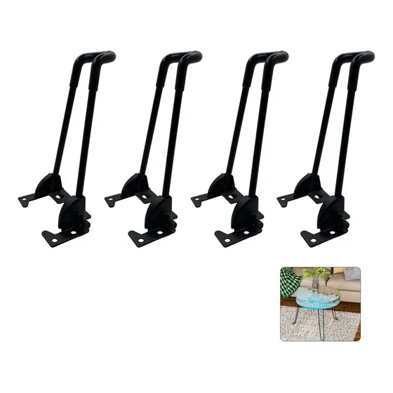 4 Pata Mesa Plegabl Color Negro Centro Metal Horquilla Muebl