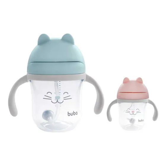 Copo Gatinho C/ Alça, Canudo E Válvula Buba Bebê 220ml 12m+