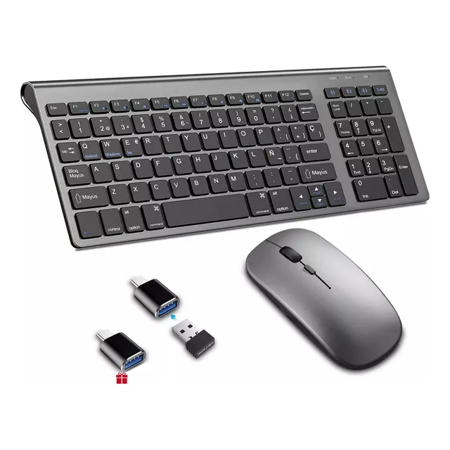 Kit Teclado Y Mouse Inalambrico Recargable Español Bluetooth