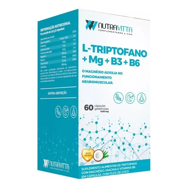 L Triptofano Magnesio B3 Y B6 En Capsulas Con Aceite De Coco